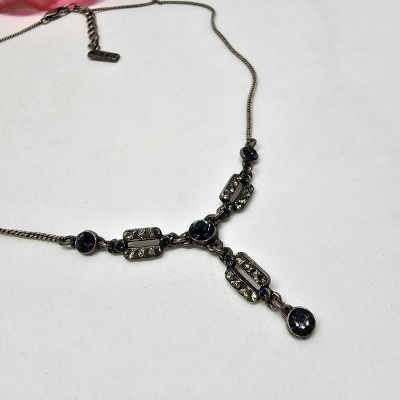 Peter Lang Rhinestone Art Deco Choker Silver Tone Necklace - Picture 6 of 12